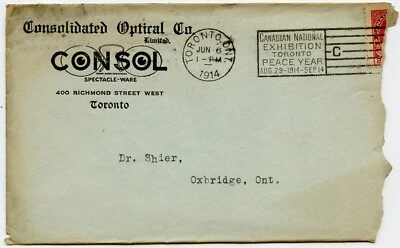 Gafas de consola, Optical Co. Toronto carta al doctor Shier, Oxbridge ON Canadá Foto 1 de 3