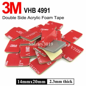 3M VHB 4991 Gray Double-sided Acrylic Foam Mount Tape 14mmx20mm Thick 2.3mmm - Picture 1 of 1