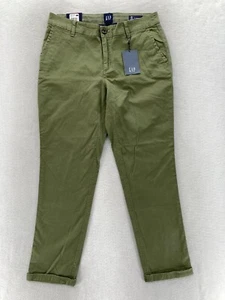GAP Relaxed Girlfriend Chino Pants Women's 6 Green Stretch Mid Rise Casual NWT - Picture 1 of 14