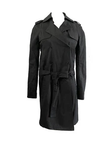 $620 Helmut Lang size S (Bust ~38") Women's Cotton Black Waxed Trench Coat NWT - Picture 1 of 16