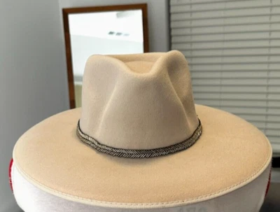 OLIVE & PIQUE 100% Wool Western Felt Hat Blush Beige One Size - Image 1 of 4