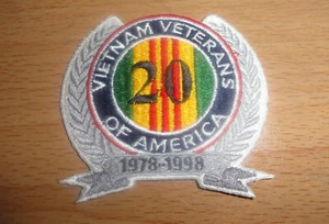 PARCHE DE 20 AÑOS VIETNAM VETERANS OF AMÉRICA 1978 - 1998 - Imagen 1 de 5