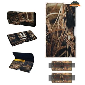 Camo Leather Horizontal Pouch Holster Wallet Credit Card Slots Fits 6.1"Phone - Bild 1 von 8