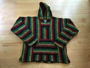 Baja Joe Size Large Mexican Hoodie Pullover - Jamaican Rasta Colors - Picture 1 of 4