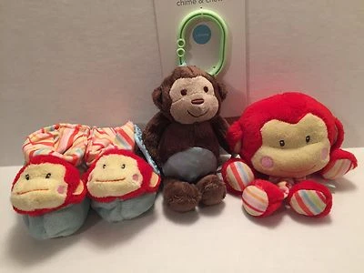 Mono Baby Shower Juego de Regalo Botines de Peluche Sonajero Mordedor Ruidoso Juguete Infantil Foto 1 de 4