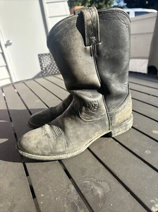 Ariat Mens Sedona Western Cowboy Boots Size 8.5 B Black Leather Pull On Faded - Picture 1 of 10