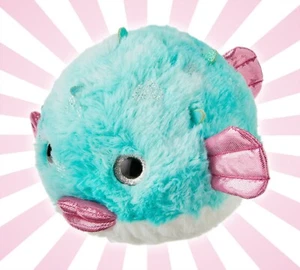 Light Blue & Pink Puffer Fish Stuffed Animal Plush Toy 4.5" by Way To Celebrate - Picture 1 of 4