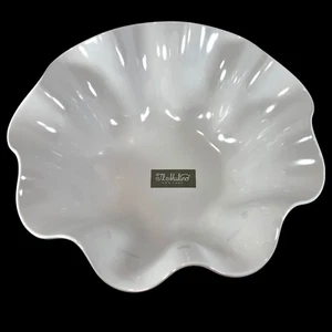 IL Mulino New York Melamine Large Serving Bowl White Ruffled 13”x5” Decor Salad - Picture 1 of 20