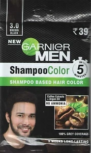 Garnier Garnier Men Shampoo Color Shade 3 Brown Black, 20gm (Pack of 4 pieces) - Picture 1 of 8