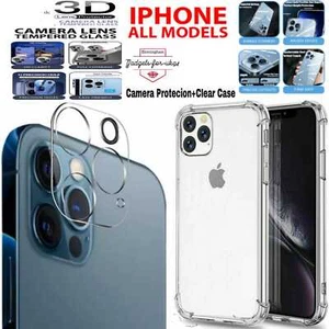 Für iPhone 13 XR 11 12 14 Pro Max 3D Kamera Objektivschutz + Stoßstange durchsichtige Hülle - Bild 1 von 4