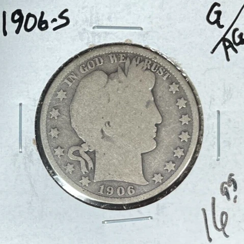 1906-S BARBER SILVER HALF DOLLAR ~ G/AG ~NICE COIN~ Cover