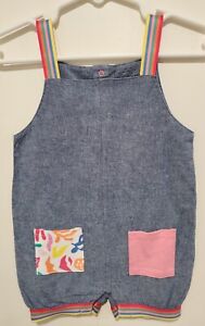 Marc Jacobs Baby Sz 12M Blue Overalls With Multicolor Striped Accents Great Cond