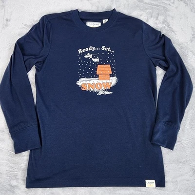 Camisa L.L.Bean X Peanuts Juvenil Mediana 10-12 Manga Larga Snoopy Listo Conjunto Nieve Foto 1 de 4