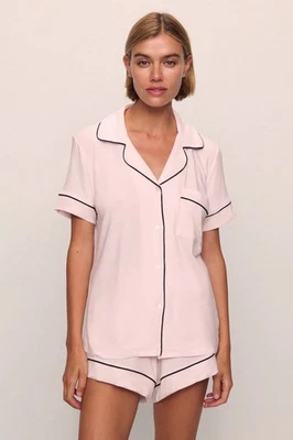 Camisa Top Pijama Modal Eberjey Gisele TENCEL™ Rosa con Tubería Negra Talla Med Nueva Foto 1 de 4