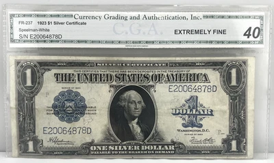 1923 $1 One Dollar Silver Certificate Horse Blanket C.G.A Extremely Fine 40 - Image 1 of 3