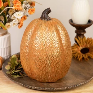 Northlight 9.75-Inch Gold and Orange Textured Pumpkin Fall Decoration - Picture 1 of 6