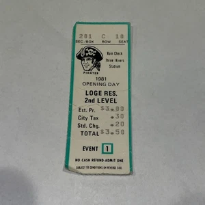 Pittsburgh Pirates vs. Expos 4.9.1981 Game Ticket Raines Dawson & Carter Hits - Bild 1 von 2