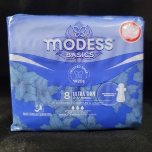 Almohadillas extra pesadas Modess Basics ultrafinas con alas durante la noche sin perfume - Imagen 1 de 4