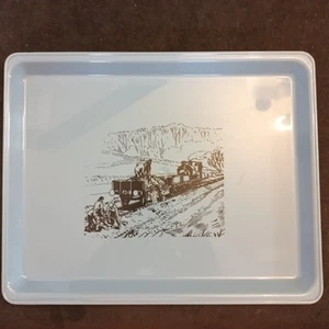 Vintage Wooster Grey/blue Tray With Train Transfer. 27.5x22cm - Picture 1 of 8