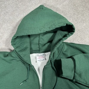 Vintage Pluma Hoodie Sweatshirt Mens XL Full Zip Green Waffle Lined Heavy Work - Picture 1 of 8