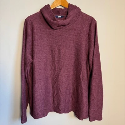 Lands End Womens Long Sleeve Textured Cowl Neck Sweater Burgundy Size X-Large - Image 1 of 4