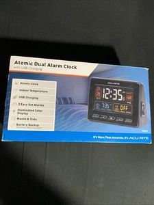AcuRite 13024 Atomic Dual Alarm Clock with USB Charging (New, In Open Box) - Picture 1 of 4