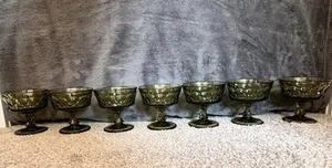 VTG Noritake Perspective Avocado Green Champagne Desert Glasses 4” Set Of 7 - Picture 1 of 6