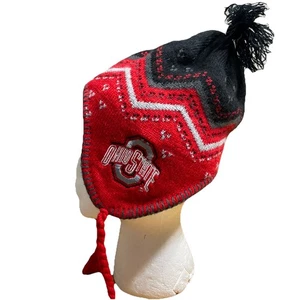 Ohio State Buckeyes Strickmütze Beanie Helm über Ohren gefüttert Krawatten Quaste OS - Bild 1 von 8