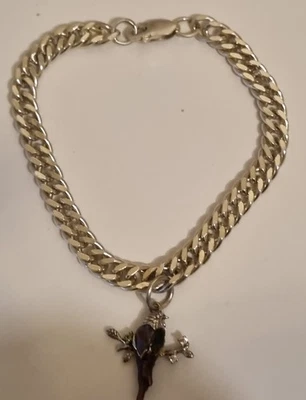 Sterling Silver Curb Link Bracelet With Bird Charm - Image 1 of 4