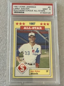 1987 Donn Jennings #8 Larry Walker Southern League All Stars PSA 9 Mint - Picture 1 of 2