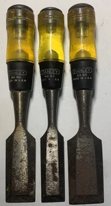 Vintage Stanley Stahlkappe Holzmeißel Nr. 60 3er Set - Made in USA - Bild 1 von 6