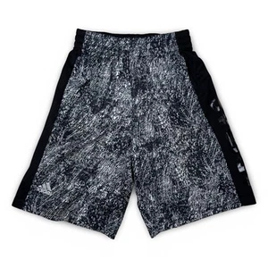 Adidas Climalite Youth Shorts M (10/12) Boys | Black White Print, Pockets, Logo - Picture 1 of 10