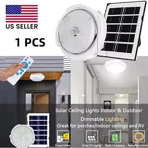 Led Ceiling Light Solar Panel Remote Control Pendant Lamp Indoor Corridor Garden - Picture 1 of 15