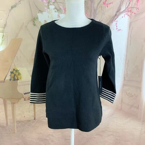 NEU Tahari Damen schwarz gestreift Manschettenpullover Größe Small - Bild 1 von 9