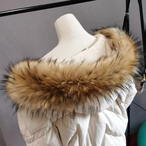 1x Femmes Hommes Faux Fox Fourrure Col Peluche pour Bas Veste Manteau Extérieur - Bild 1 von 2