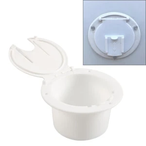 RV Camper Trailer Round Electric Power Cord Cable Hatch Cover White - Imagen 1 de 15