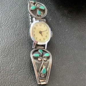 Puntas de reloj antiguo peón azul turquesa navajo plata esterlina 1636 - Imagen 1 de 12