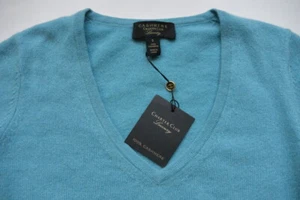 Charter Club Cashmere Luxury Sweater 2 Ply S Blue V-Neck Pullover NWT - Picture 1 of 5
