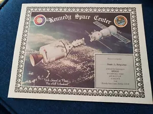 PROYECTO DE PRUEBA APOLLO-SOYUZ / CERTIFICADO DE TESTIGO ASTP HOMBRE NOMBRADO - Imagen 1 de 4