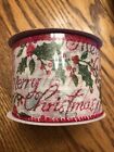 Christmas Ribbon Merry Wired Edge Holiday Bow Red White Green Holly Berry