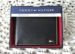 Men's Leather Wallet 'Tommy Hilfiger' Bifold, BLACK,Coin Pouch,Card Slots, OFFER