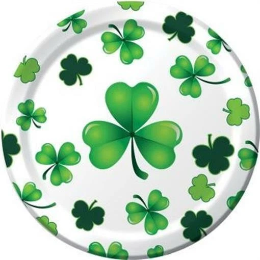 St Patrick's Day Clover Crazy 7 Inch Paper Plates 8 Pack Tableware Decorations - Image 1 of 1