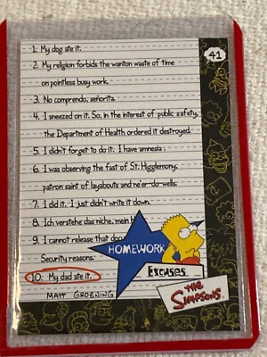 The Simpsons 2000 Artbox Card #41 BASE Ex/Ex+ Sleeved! - Image 1 of 2