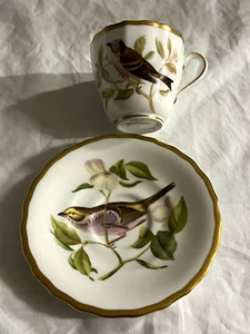 Platillo de gorrión garganta blanca Spode Audubon Birds + taza común Redpoll Demitasse - Imagen 1 de 8