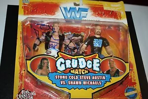 WWE/WWF JAKKS GROLL MATCH STONE COLD STEVE AUSTIN & SHAWN MICHAELS SIGNIERTES AUTO! - Bild 1 von 2