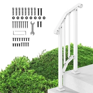 1-2 Step Handrails for Outdoor for Seniors Porch Deck Retro Arch White - Picture 1 of 11
