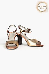 RRP€450 MARNI Leather Ankle Strap Sandals US10 UK7 EU40 Metallic Made in Italy