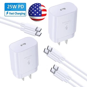 25W Fast Charger PD USB-C Power Adapter Type C Cable For Samsung A15 A25 A35 A55 - Picture 1 of 19