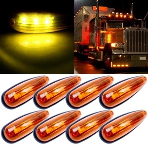 8pcs 3Led Amber Roof Top Clearance Side Marker Lights Fits Truck Trailer RV Bus - Picture 1 of 7