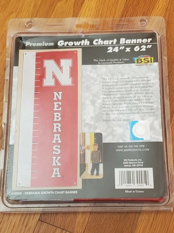 Nebraska Cornhuskers Premium 24 x 62" Growth Chart Wall Hanging Team Banner BSI Cover